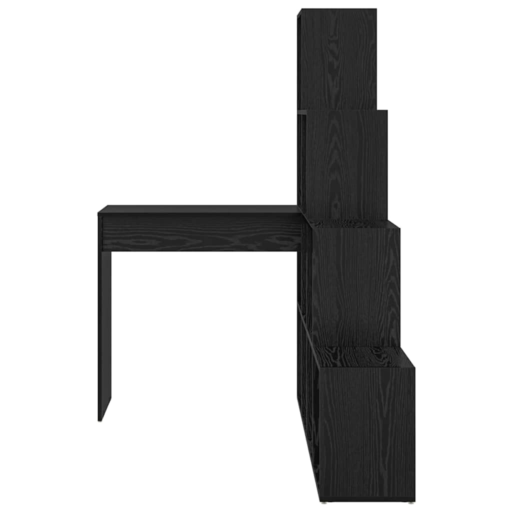 vidaXL Biurko narożne z półką Czarny Dąb 101,5 x 149,5 x 149,5 cm