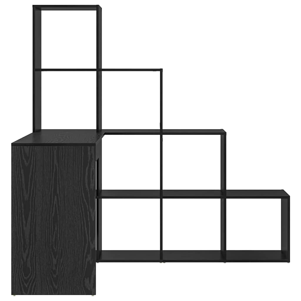 vidaXL Biurko narożne z półką Czarny Dąb 101,5 x 149,5 x 149,5 cm