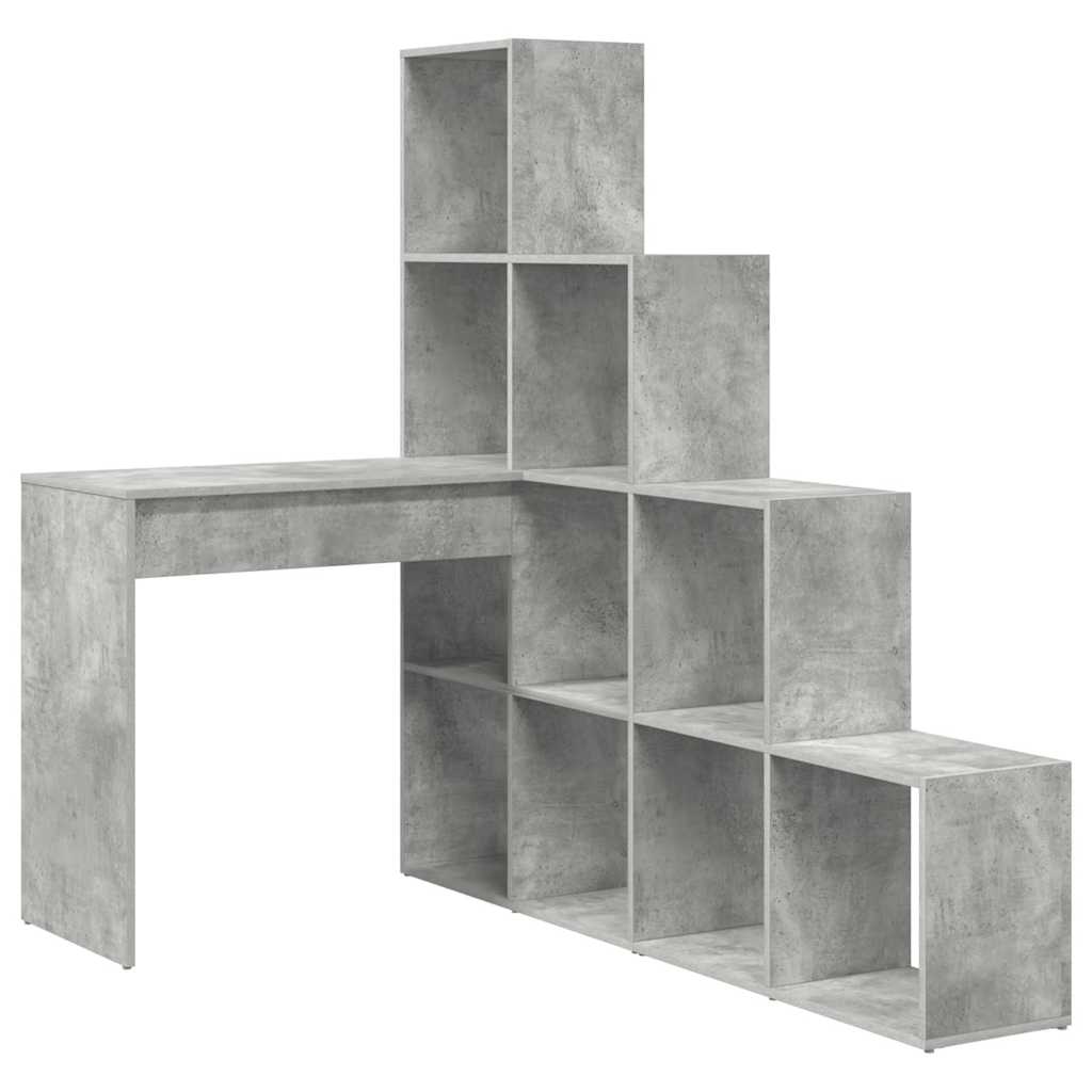vidaXL Biurko narożne z półką Betonowy szary 101,5 x 149,5 x 149,5 cm