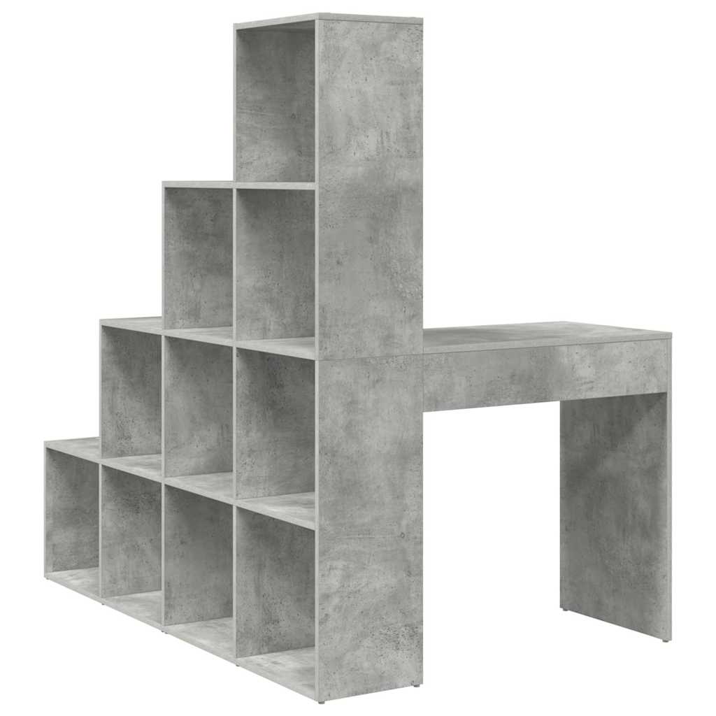 vidaXL Biurko narożne z półką Betonowy szary 101,5 x 149,5 x 149,5 cm