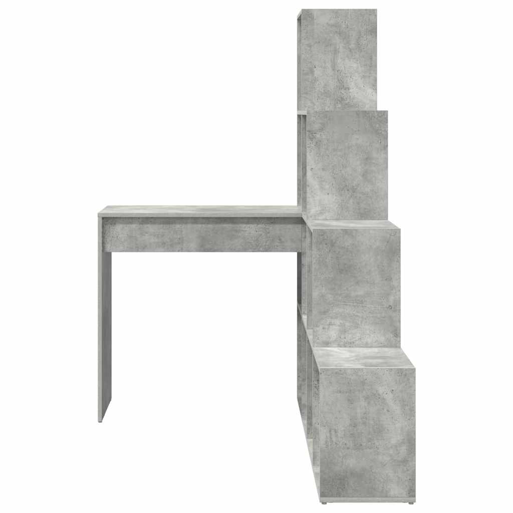 vidaXL Biurko narożne z półką Betonowy szary 101,5 x 149,5 x 149,5 cm