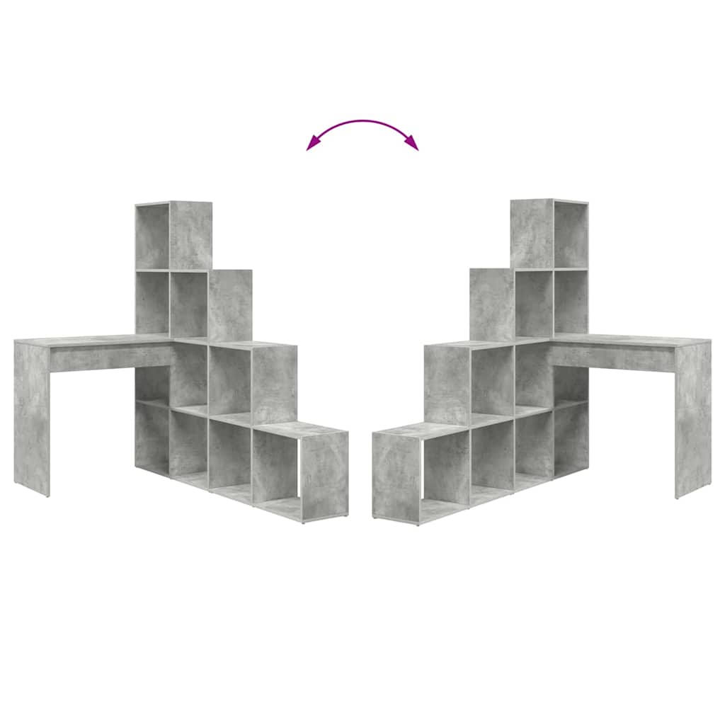 vidaXL Biurko narożne z półką Betonowy szary 101,5 x 149,5 x 149,5 cm