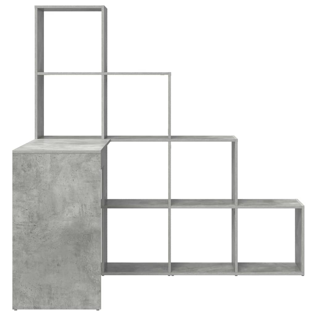 vidaXL Biurko narożne z półką Betonowy szary 101,5 x 149,5 x 149,5 cm