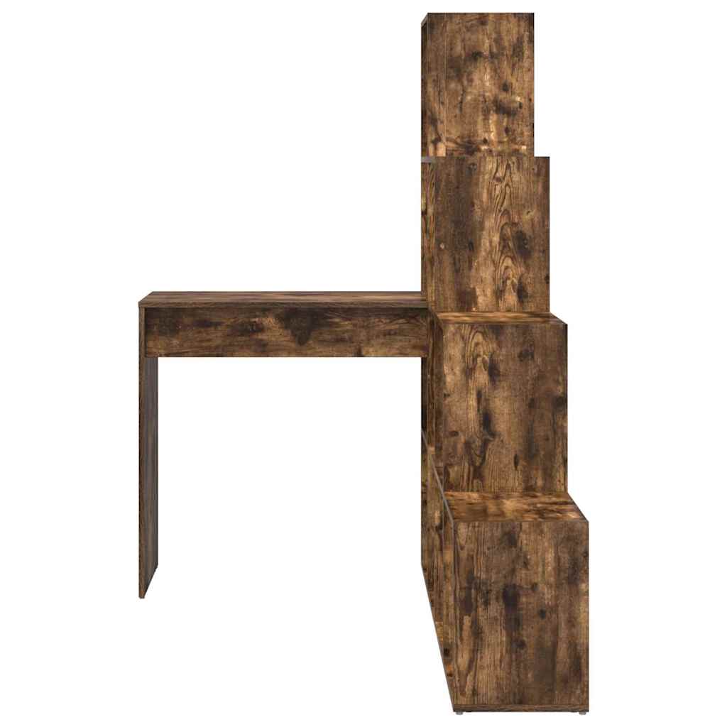 vidaXL Biurko narożne z półką Dąb wędzony 101,5 x 149,5 x 149,5 cm