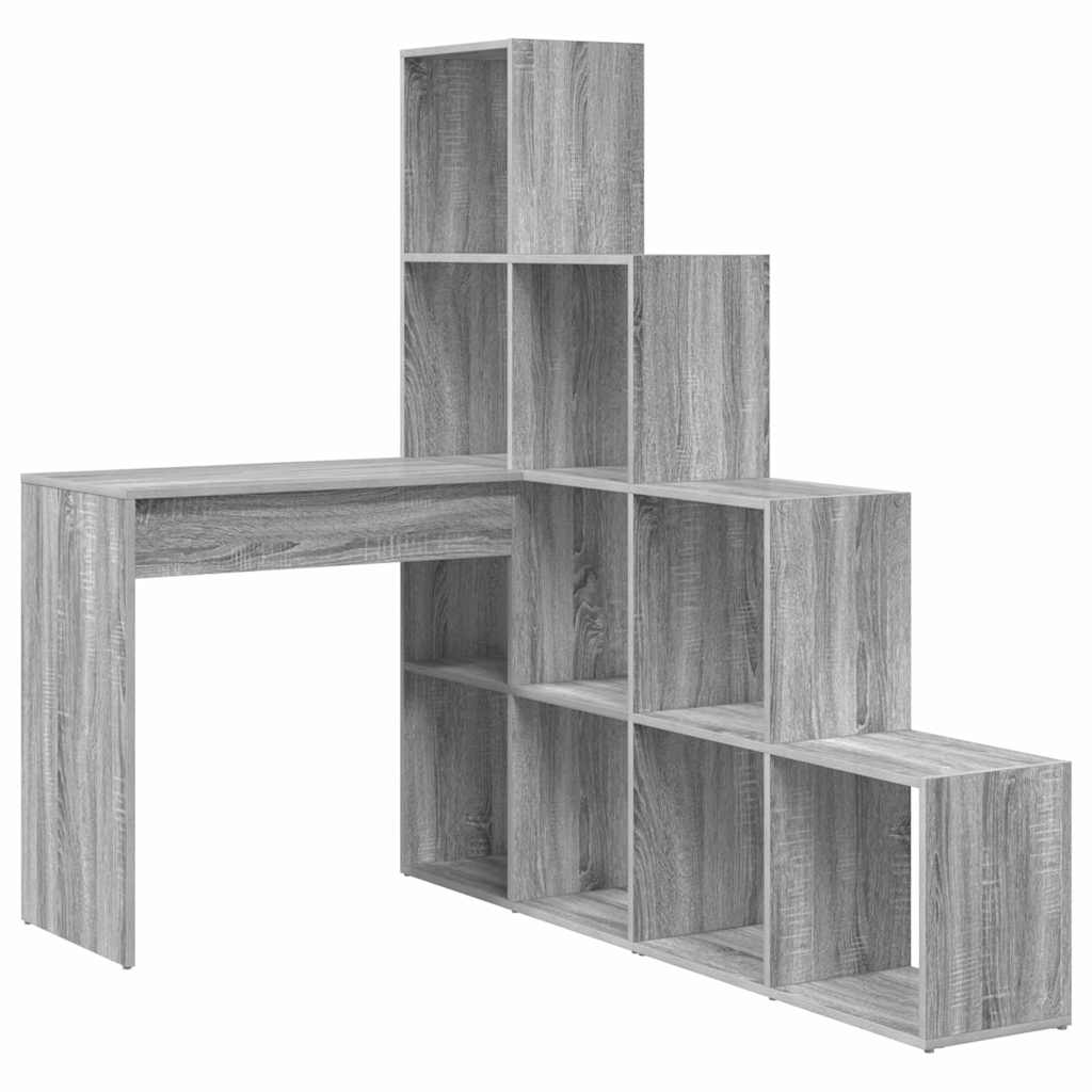 vidaXL Biurko narożne z półką Szary Sonoma 101,5 x 149,5 x 149,5 cm