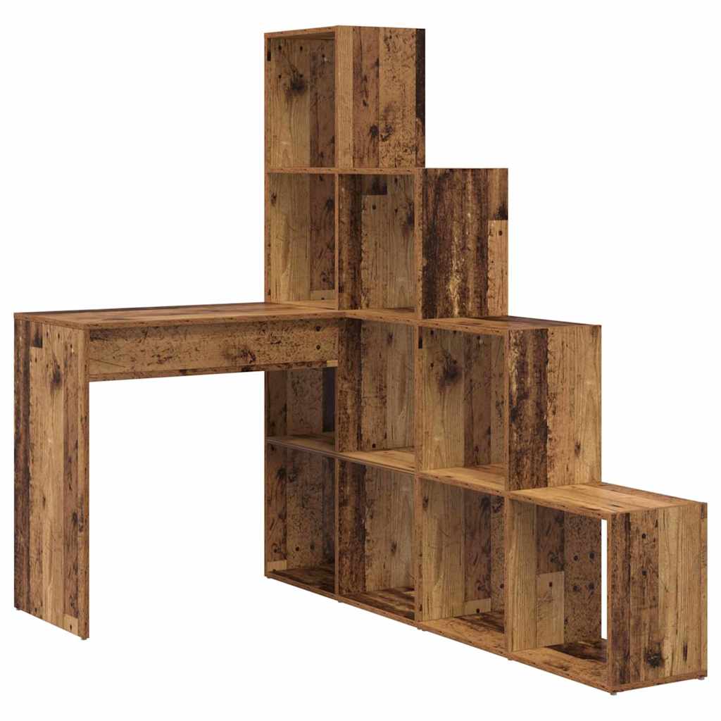 vidaXL Biurko narożne z półką Stare drewno 101,5 x 149,5 x 149,5 cm