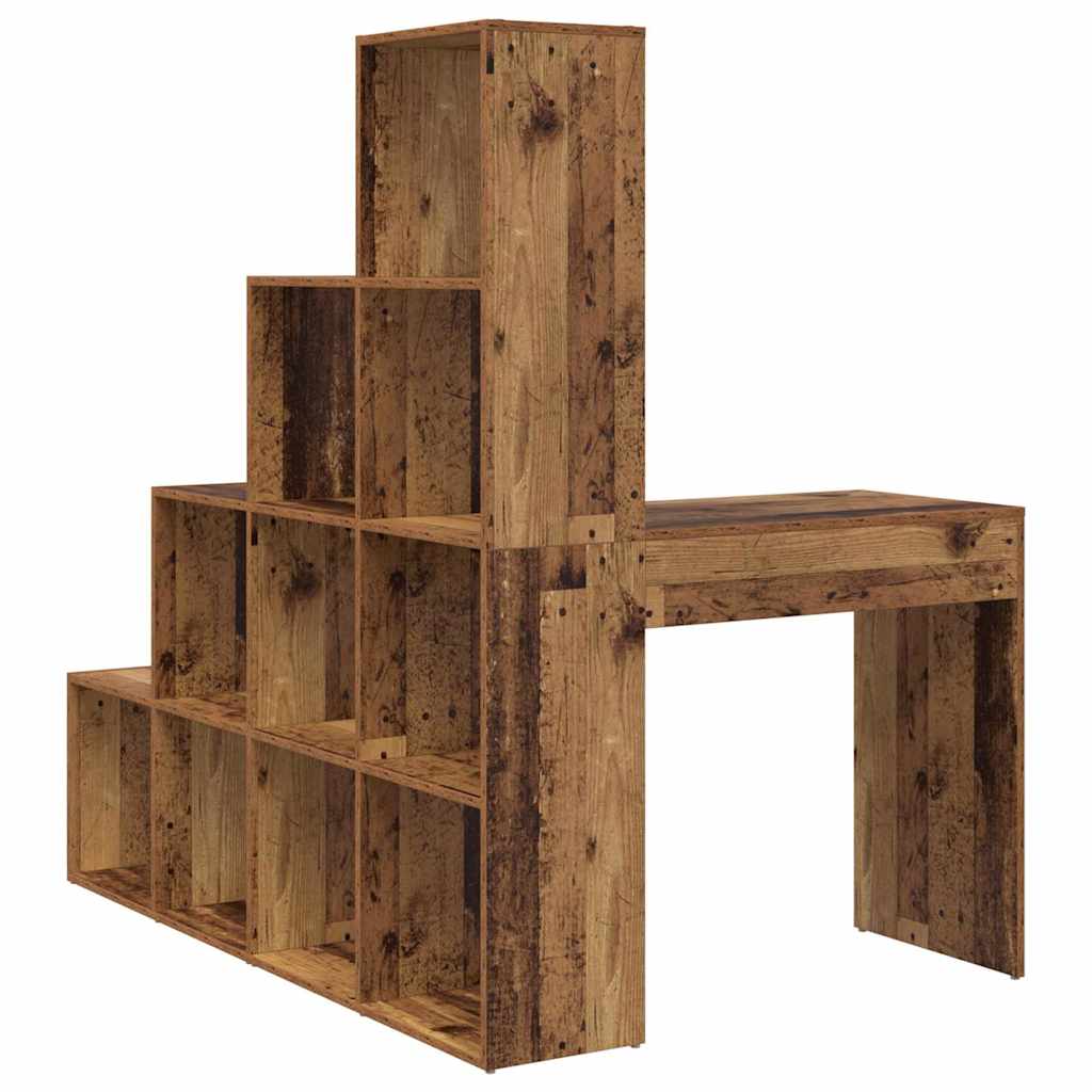 vidaXL Biurko narożne z półką Stare drewno 101,5 x 149,5 x 149,5 cm