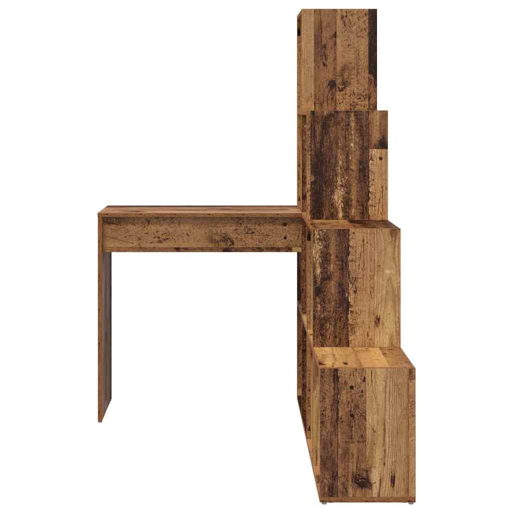 vidaXL Biurko narożne z półką Stare drewno 101,5 x 149,5 x 149,5 cm