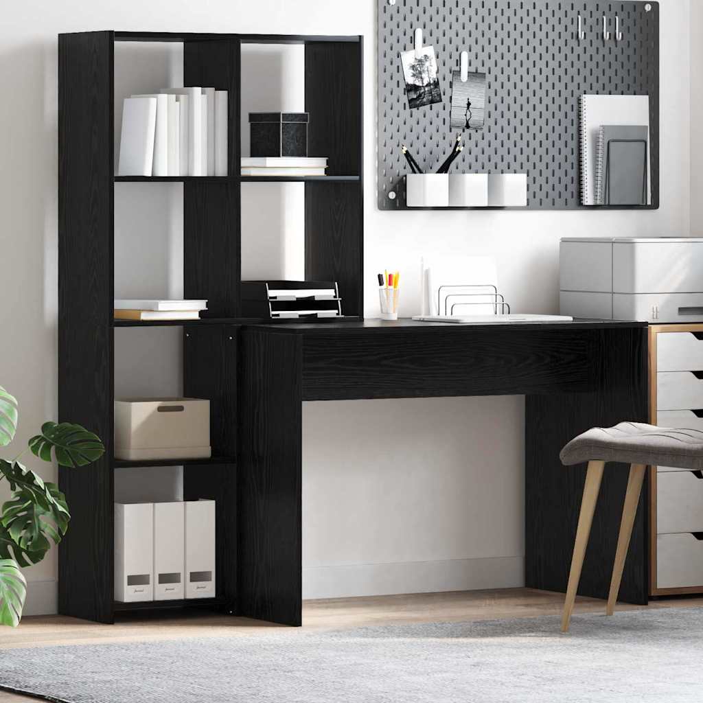 vidaXL Biurko Czarny Dąb 138,5 x 55 x 143 cm Materiał drewnopochodny