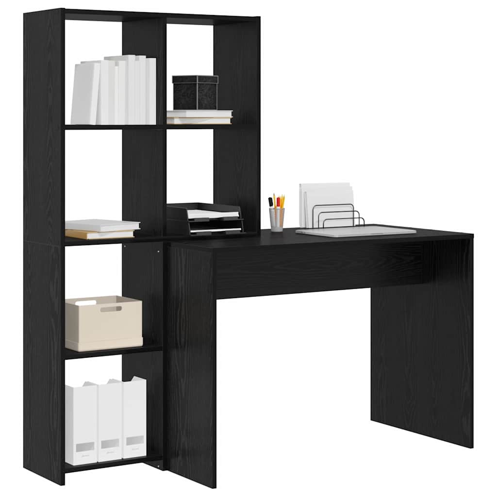 vidaXL Biurko Czarny Dąb 138,5 x 55 x 143 cm Materiał drewnopochodny
