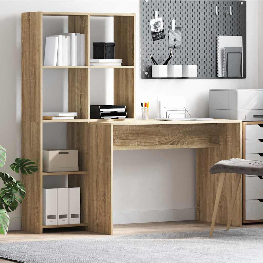 vidaXL Biurko Dąb Sonoma 138,5 x 55 x 143 cm Materiał drewnopochodny