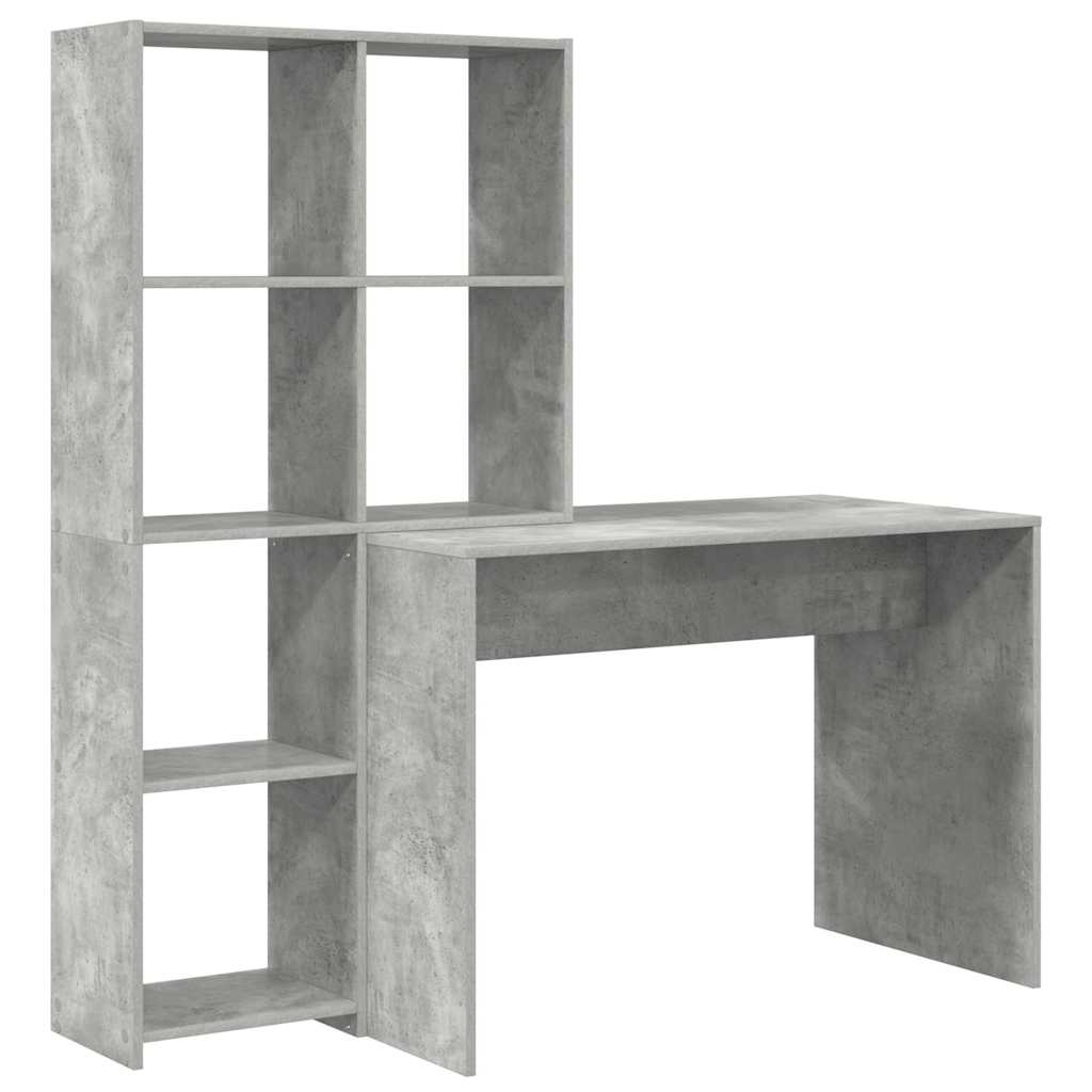 vidaXL Biurko z półką Betonowy szary 138,5 x 55 x 143 cm