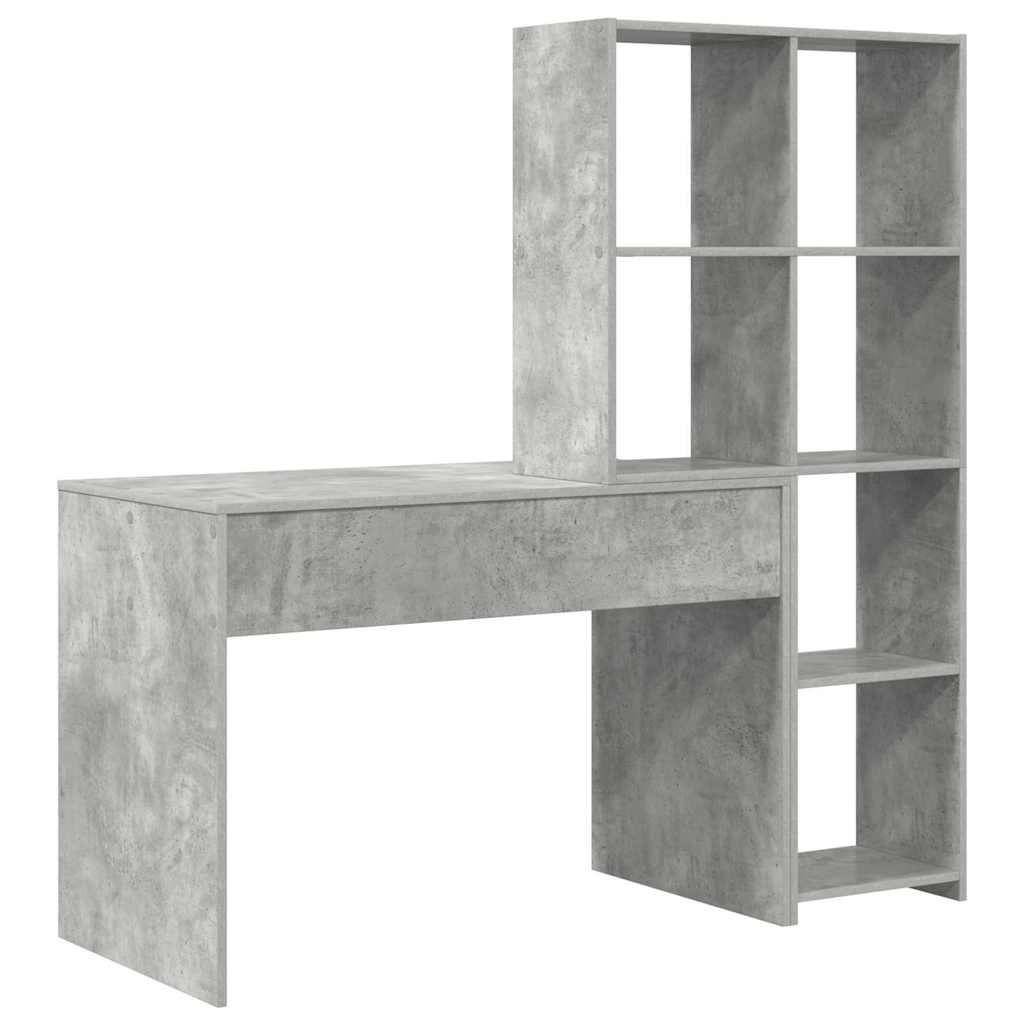 vidaXL Biurko z półką Betonowy szary 138,5 x 55 x 143 cm