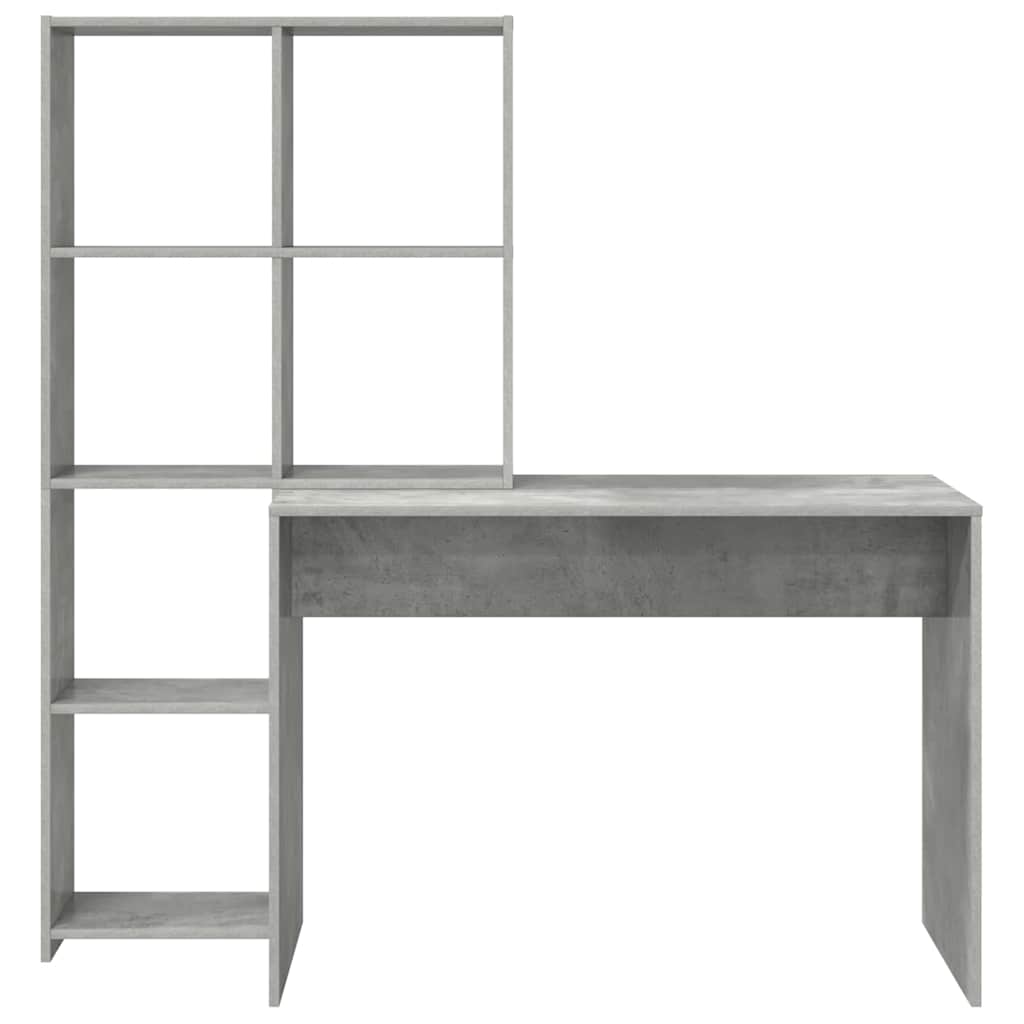 vidaXL Biurko z półką Betonowy szary 138,5 x 55 x 143 cm