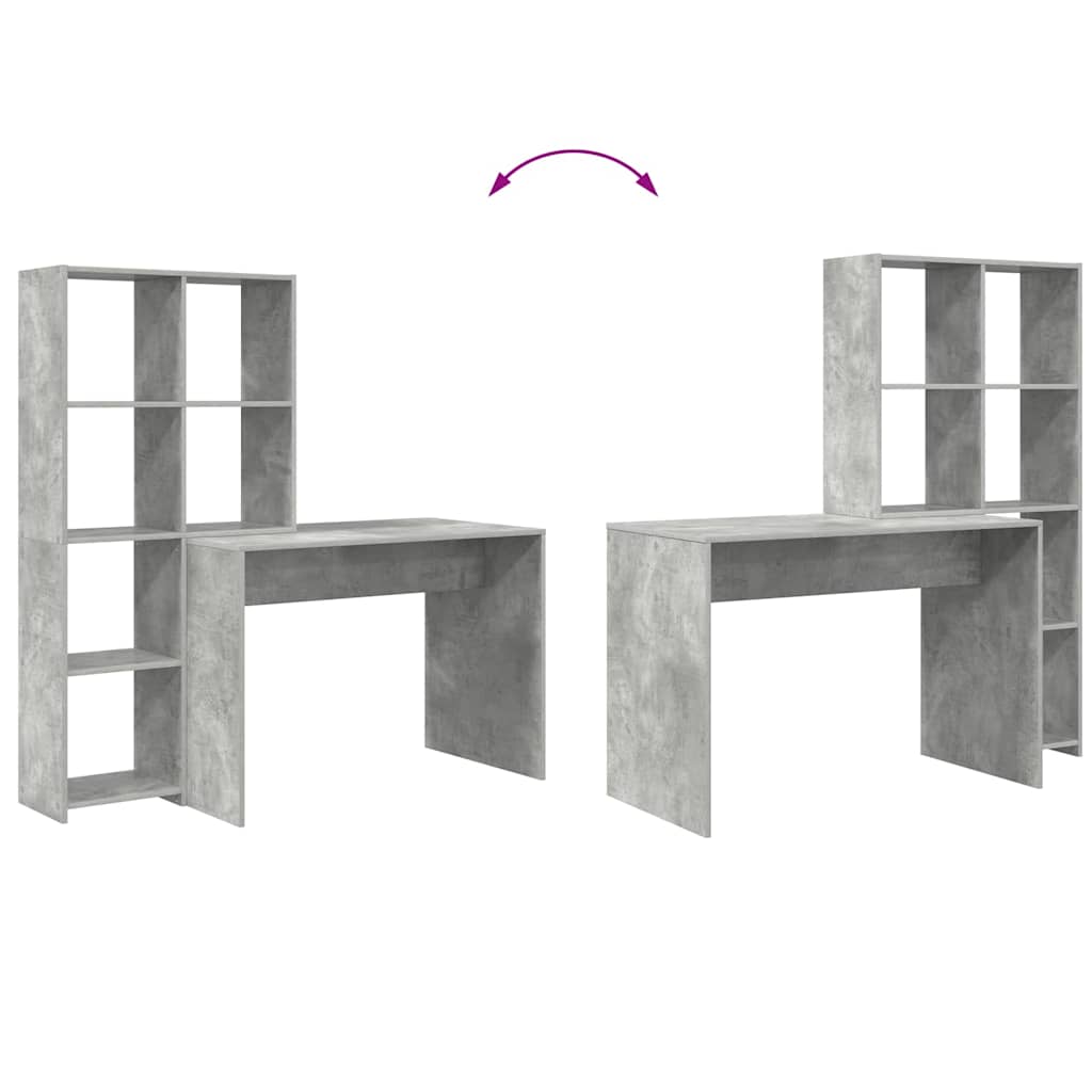 vidaXL Biurko z półką Betonowy szary 138,5 x 55 x 143 cm