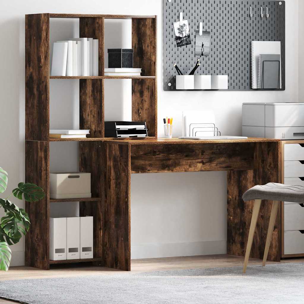 vidaXL Biurko Dąb wędzony 138,5 x 55 x 143 cm Materiał drewnopochodny