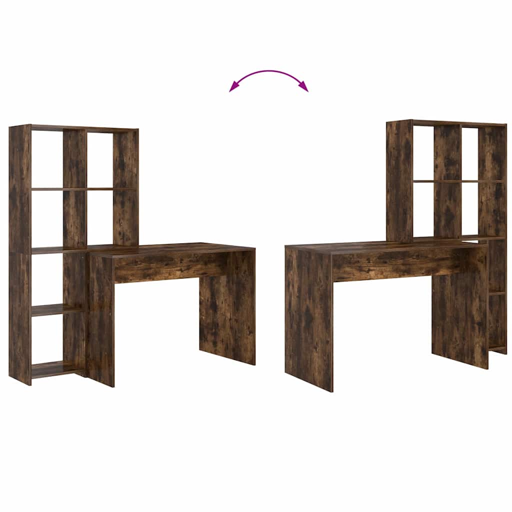 vidaXL Biurko Dąb wędzony 138,5 x 55 x 143 cm Materiał drewnopochodny