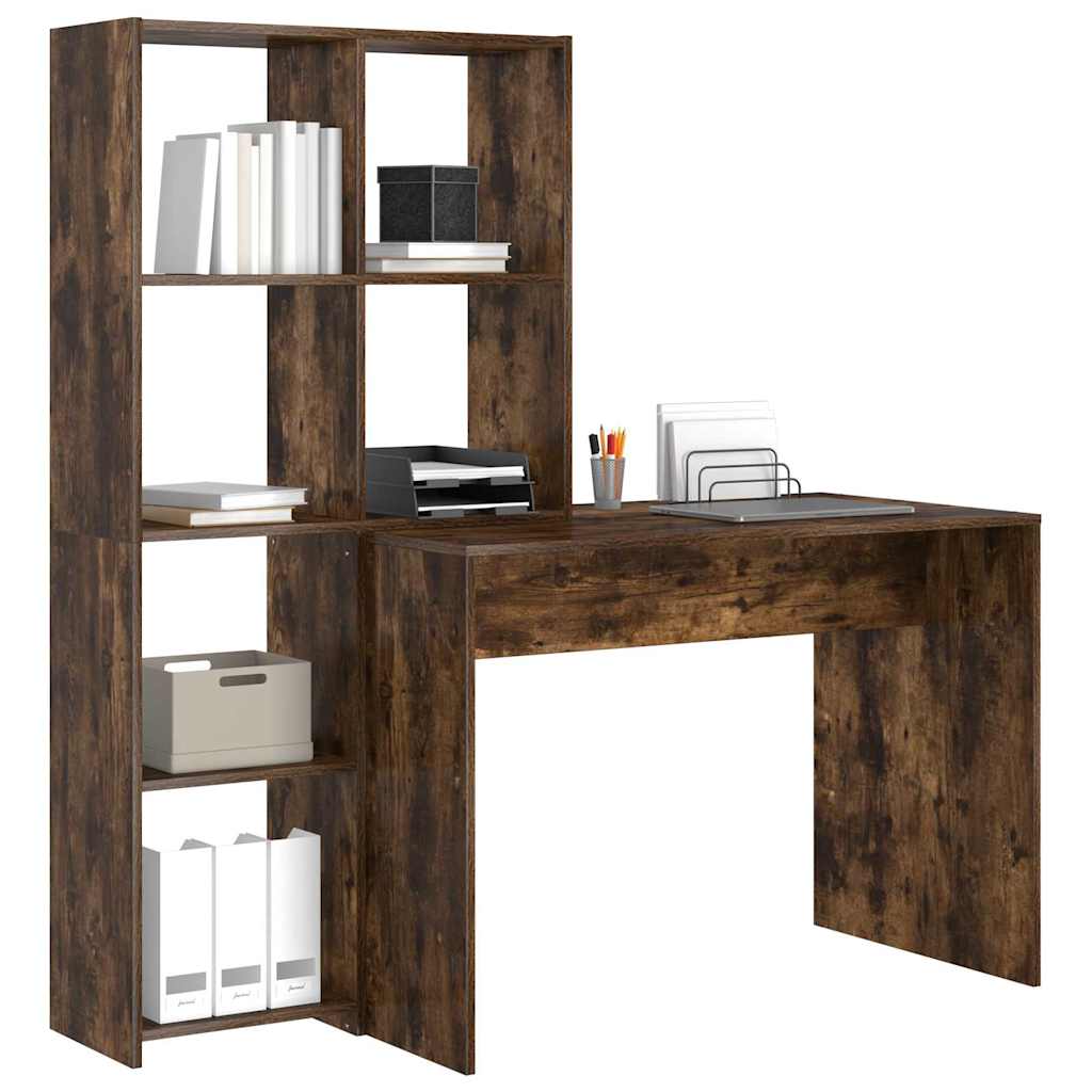 vidaXL Biurko Dąb wędzony 138,5 x 55 x 143 cm Materiał drewnopochodny
