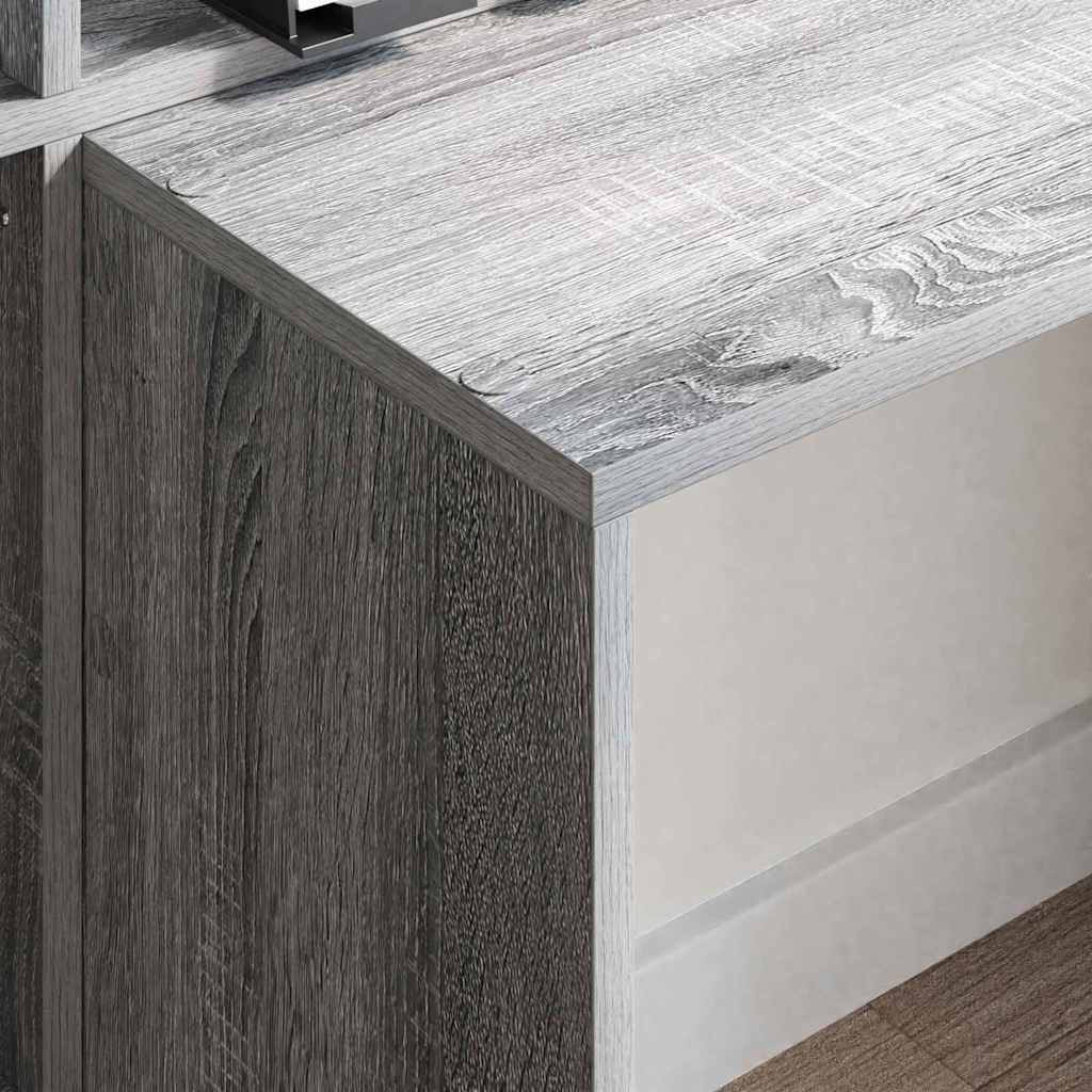 vidaXL Biurko Szary Sonoma 138,5 x 55 x 143 cm Materiał drewnopochodny
