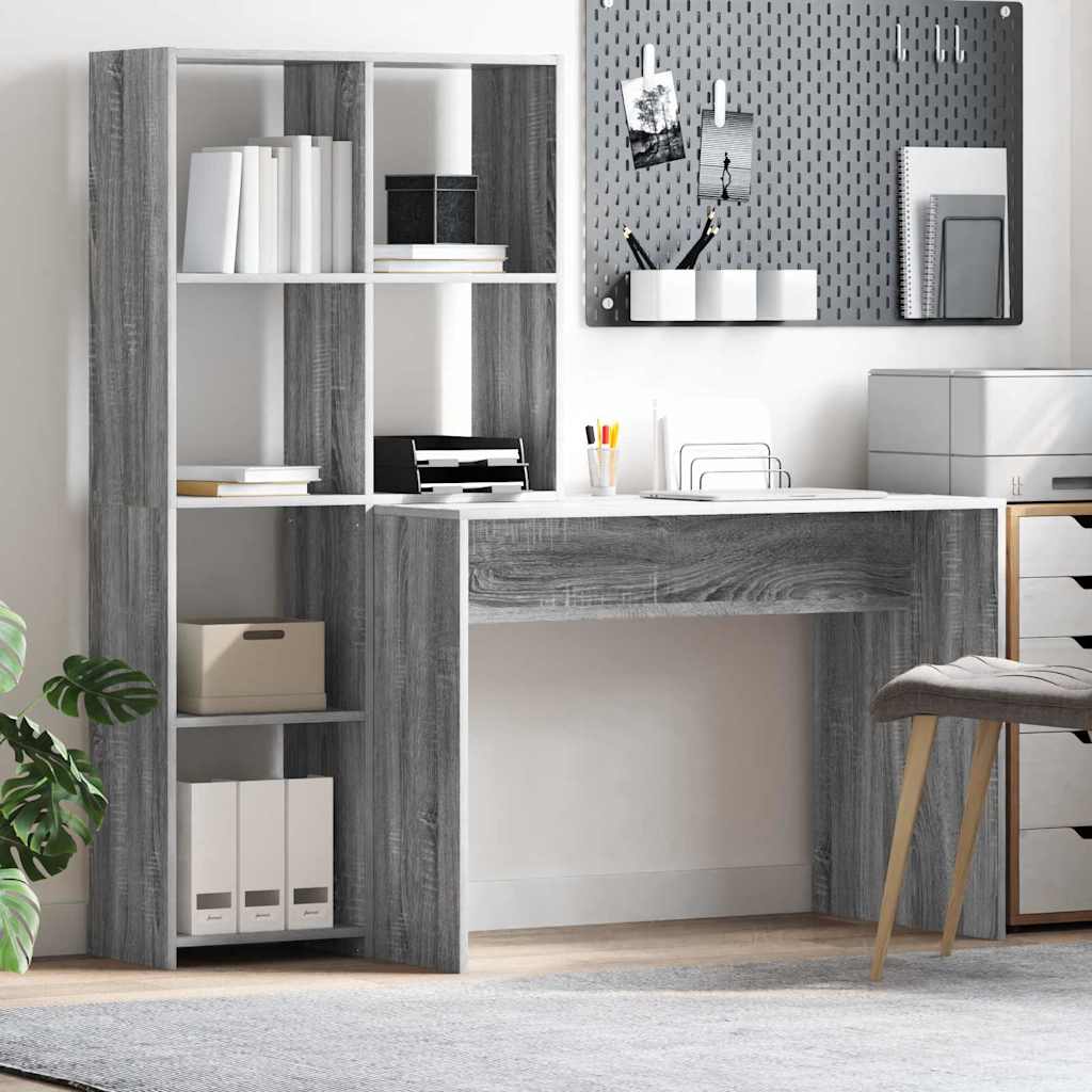 vidaXL Biurko Szary Sonoma 138,5 x 55 x 143 cm Materiał drewnopochodny