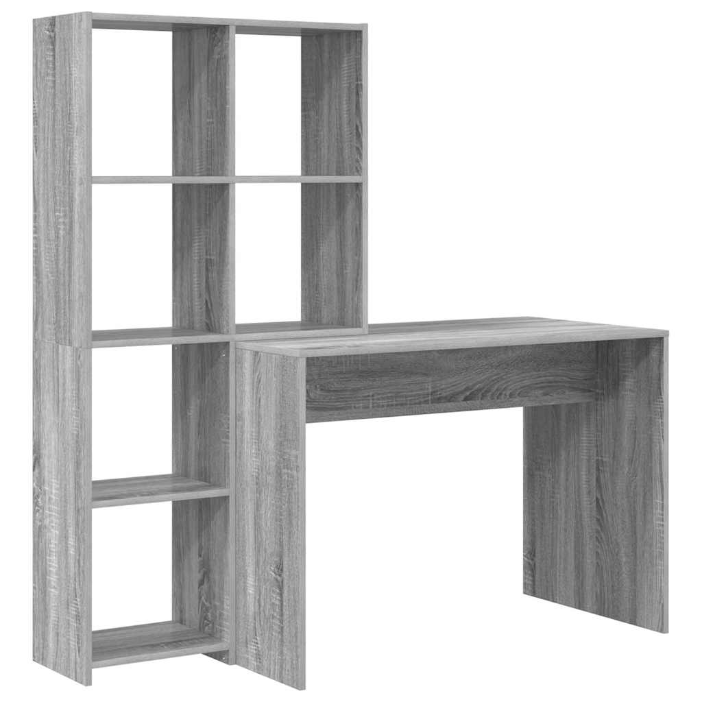 vidaXL Biurko Szary Sonoma 138,5 x 55 x 143 cm Materiał drewnopochodny