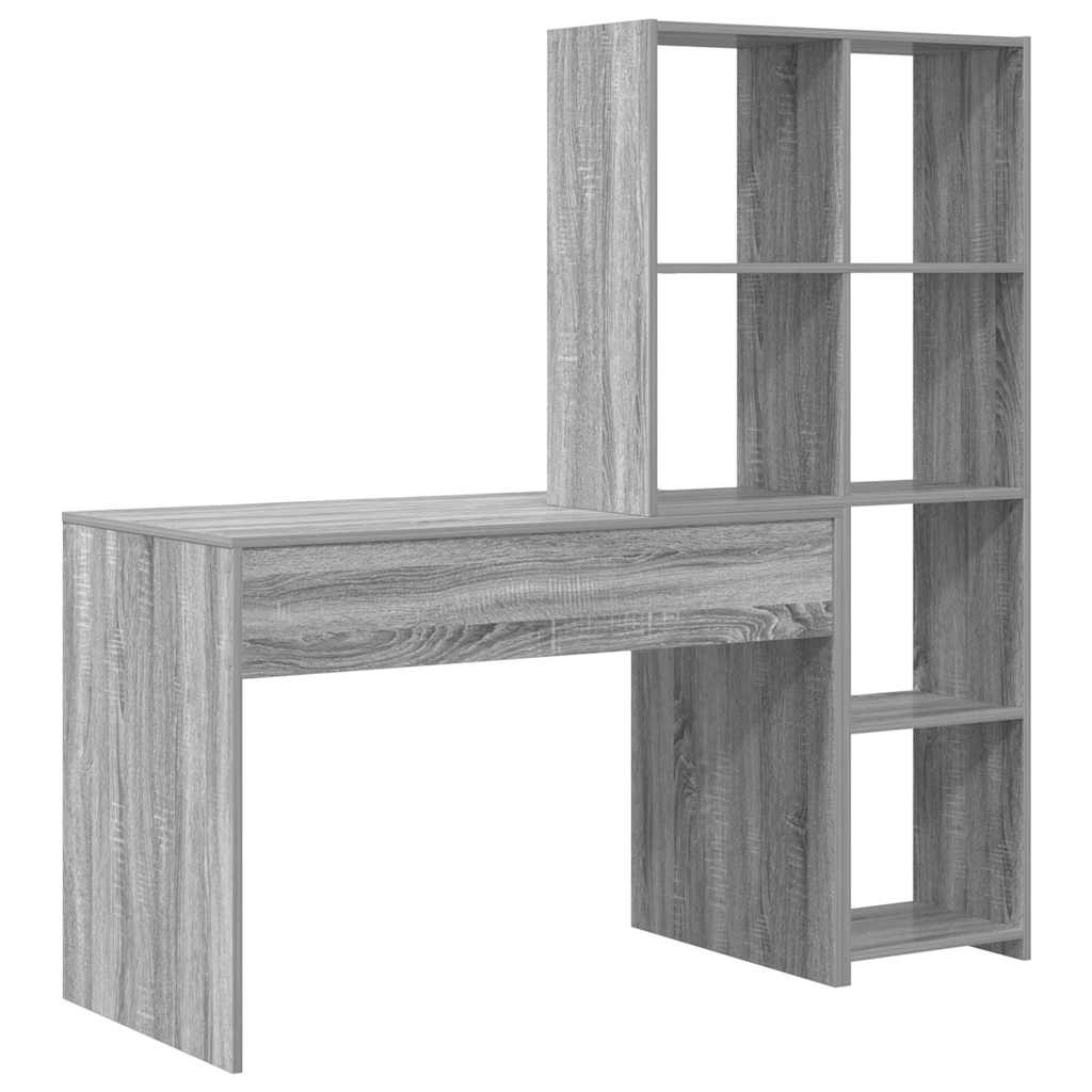 vidaXL Biurko Szary Sonoma 138,5 x 55 x 143 cm Materiał drewnopochodny