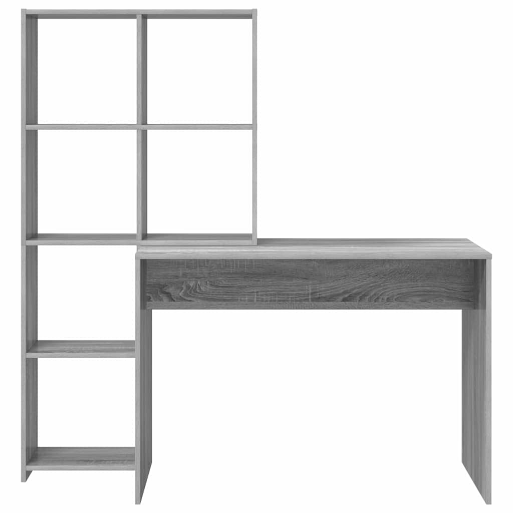 vidaXL Biurko Szary Sonoma 138,5 x 55 x 143 cm Materiał drewnopochodny