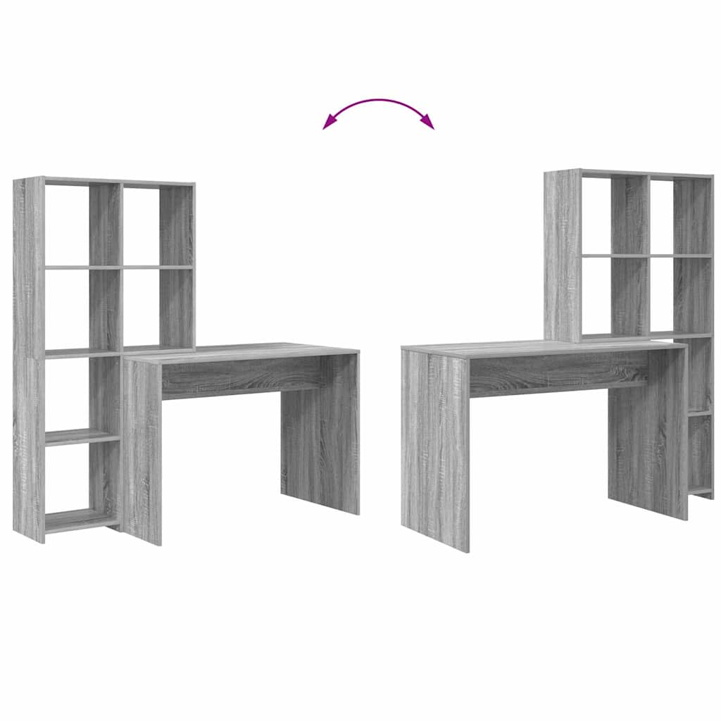 vidaXL Biurko Szary Sonoma 138,5 x 55 x 143 cm Materiał drewnopochodny