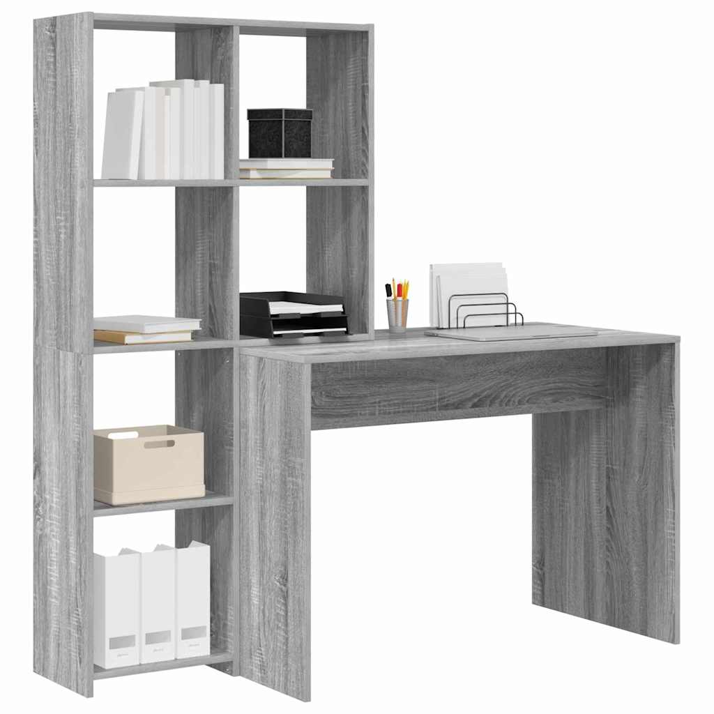 vidaXL Biurko Szary Sonoma 138,5 x 55 x 143 cm Materiał drewnopochodny