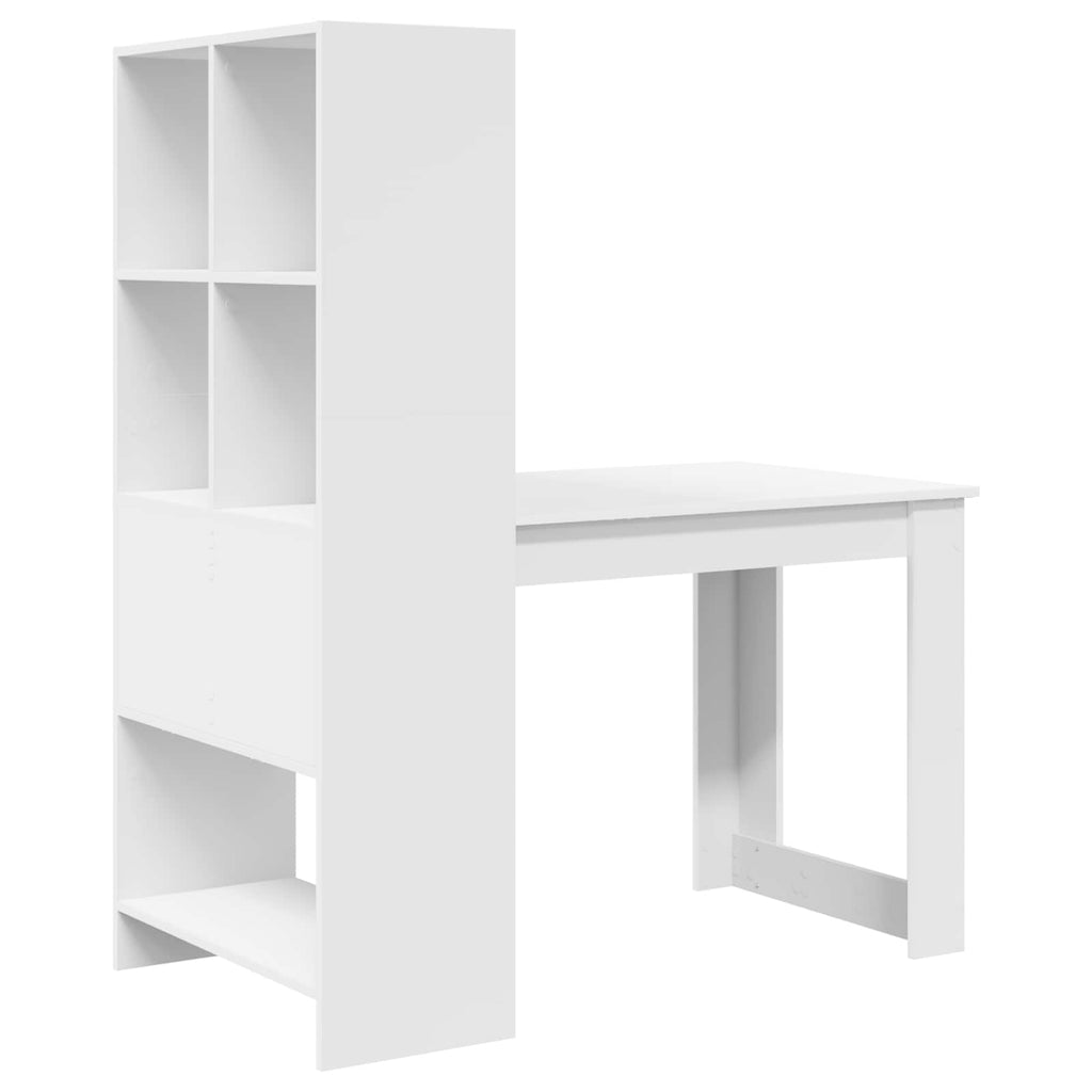 vidaXL Biurko z półką Biały 122 x 67 x 145 cm Materiał drewnopochodny
