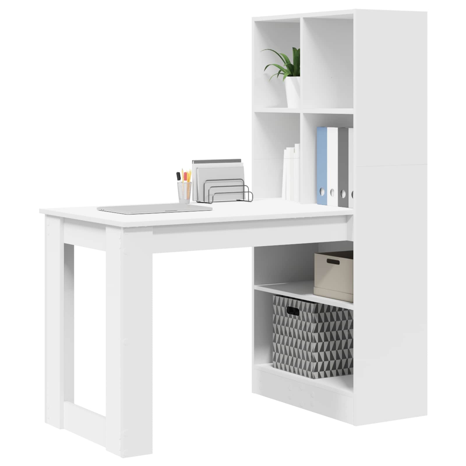 vidaXL Biurko z półką Biały 122 x 67 x 145 cm Materiał drewnopochodny