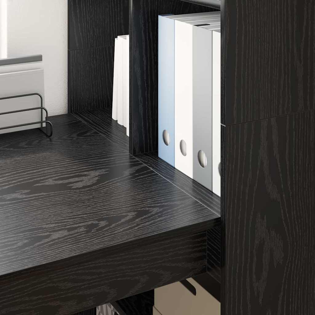vidaXL Biurko Czarny Dąb 122 x 67 x 145 cm Materiał drewnopochodny