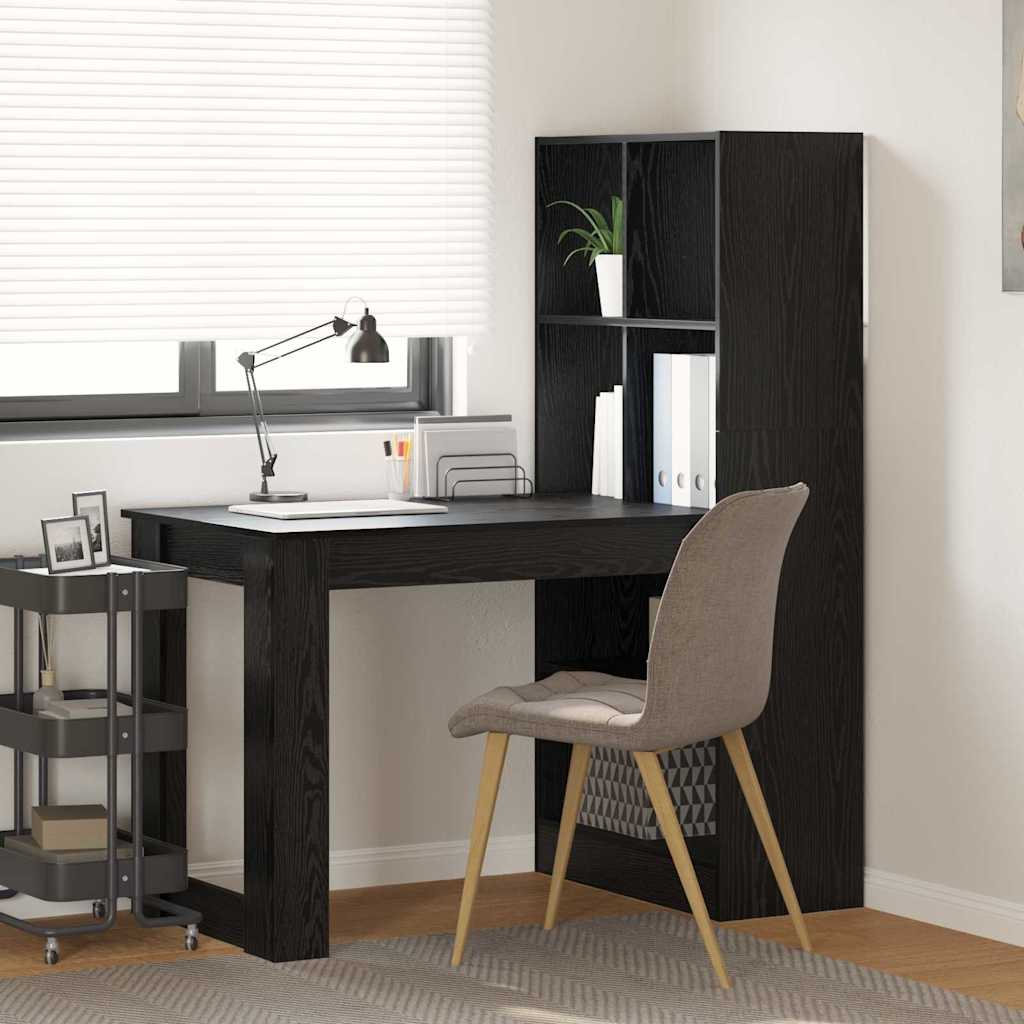 vidaXL Biurko Czarny Dąb 122 x 67 x 145 cm Materiał drewnopochodny
