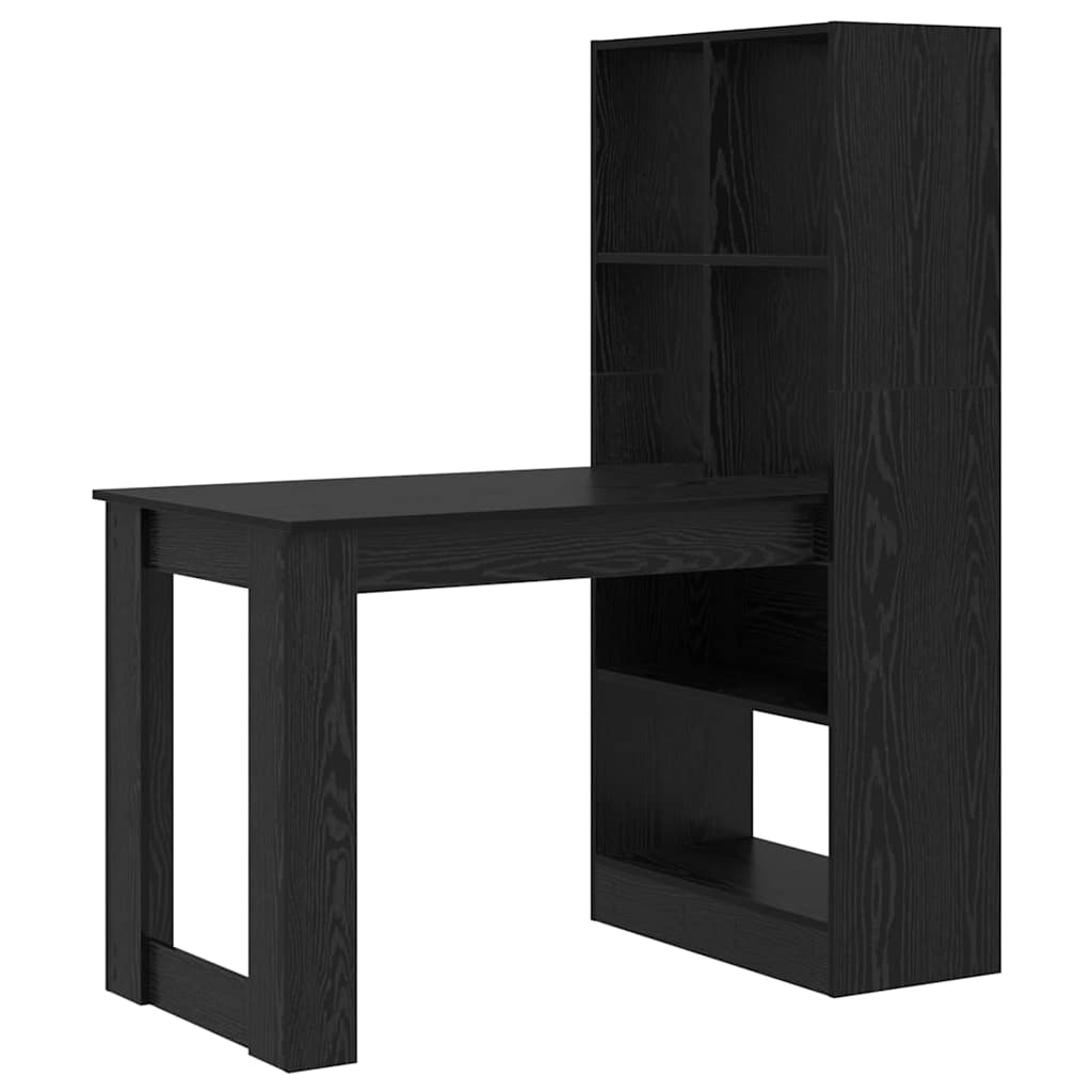 vidaXL Biurko Czarny Dąb 122 x 67 x 145 cm Materiał drewnopochodny