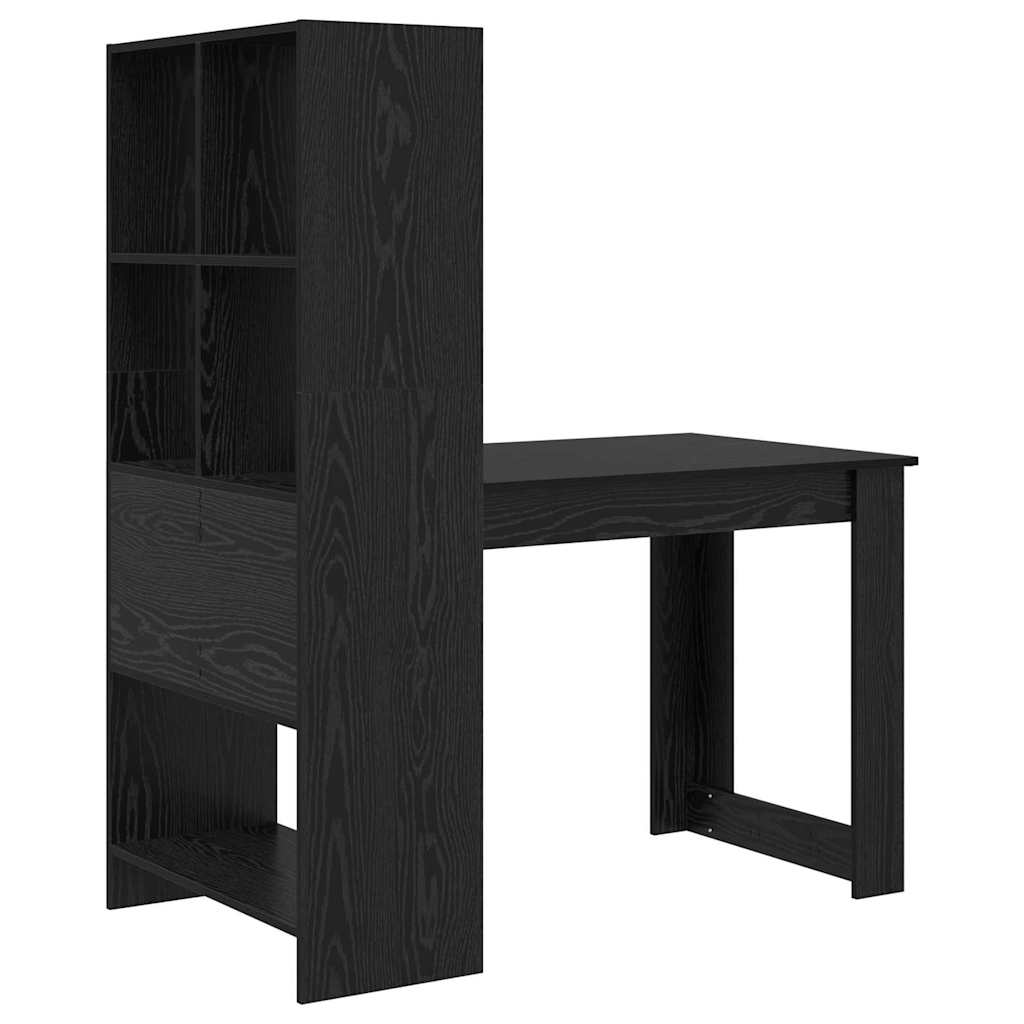 vidaXL Biurko Czarny Dąb 122 x 67 x 145 cm Materiał drewnopochodny