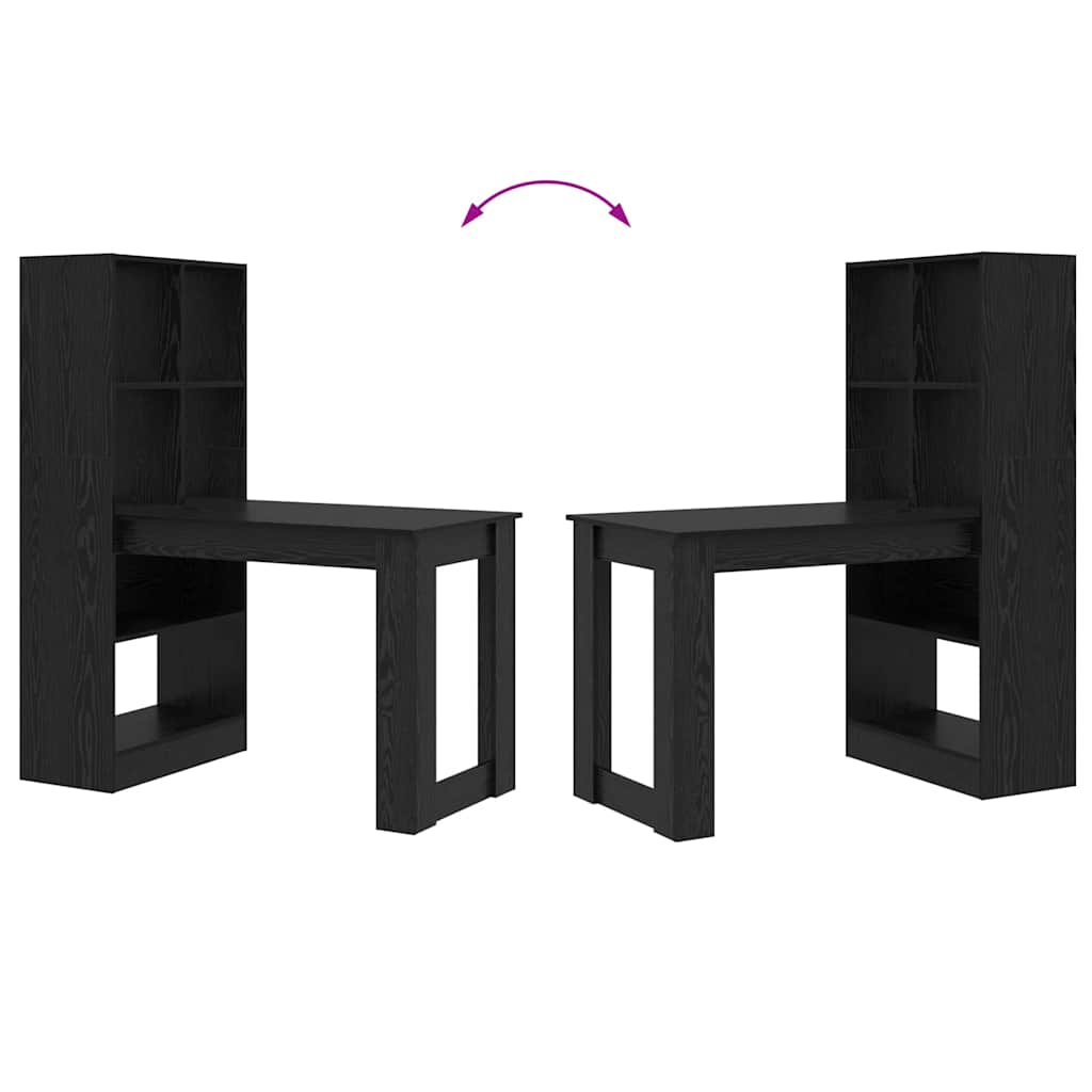 vidaXL Biurko Czarny Dąb 122 x 67 x 145 cm Materiał drewnopochodny