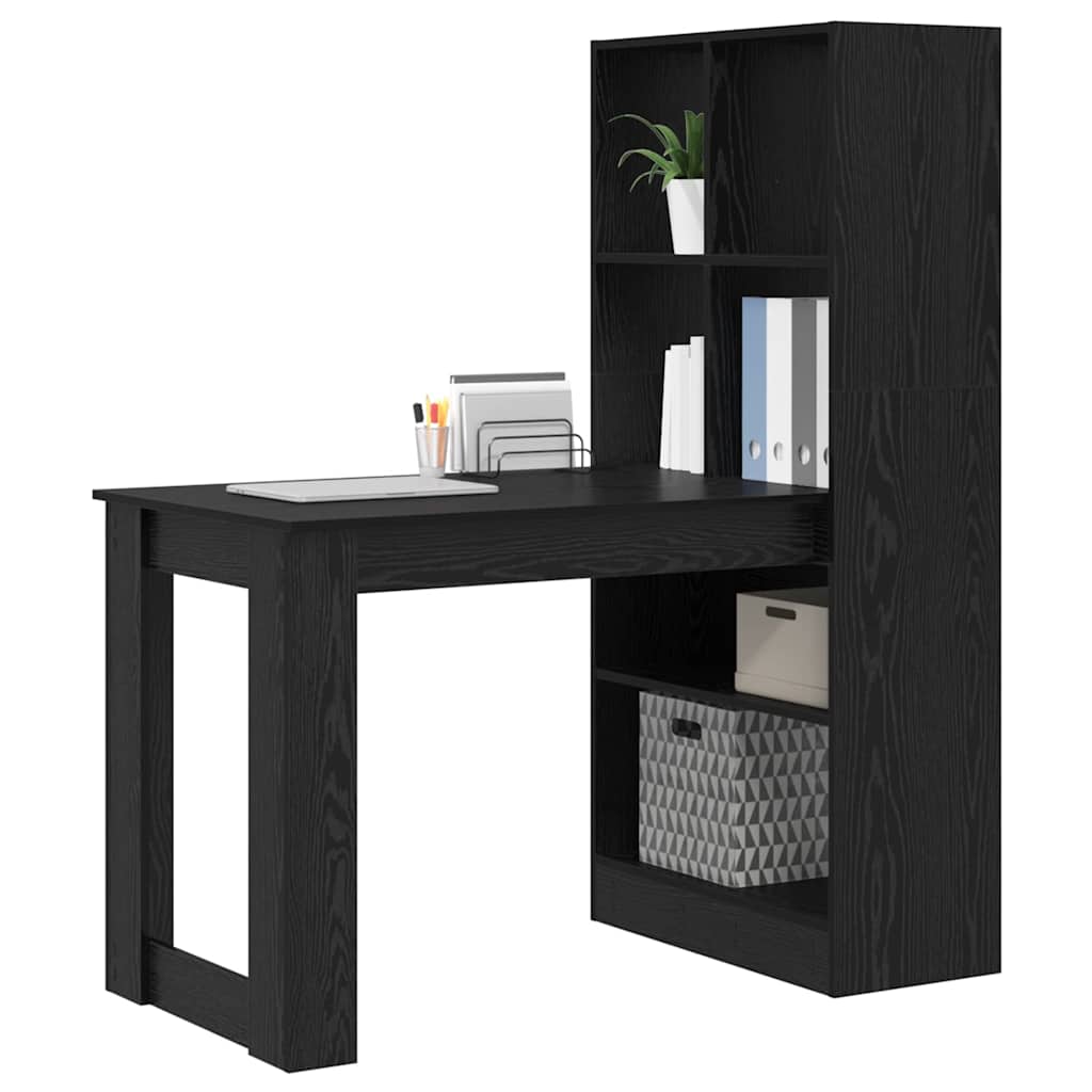 vidaXL Biurko Czarny Dąb 122 x 67 x 145 cm Materiał drewnopochodny