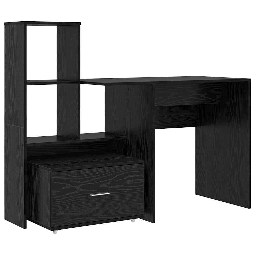 vidaXL Biurko Czarny Dąb 131,5 x 50 x 106,5 cm Materiał drewnopochodny