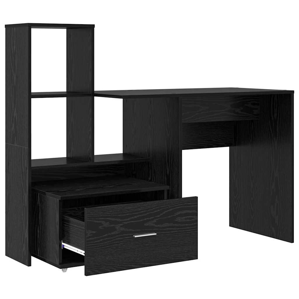 vidaXL Biurko Czarny Dąb 131,5 x 50 x 106,5 cm Materiał drewnopochodny