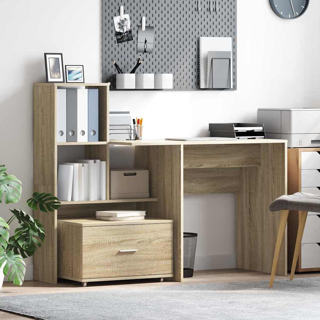 vidaXL Biurko Dąb Sonoma 131,5 x 50 x 106,5 cm Materiał drewnopochodny
