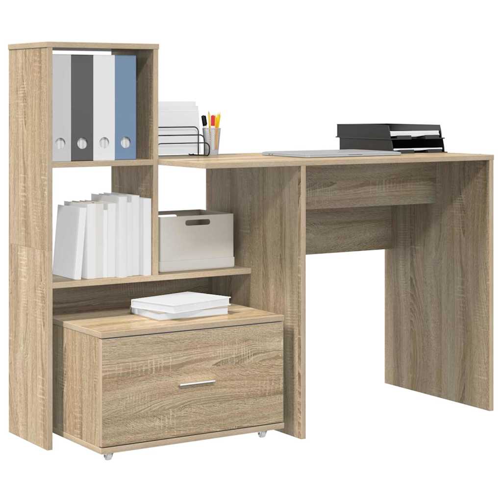 vidaXL Biurko Dąb Sonoma 131,5 x 50 x 106,5 cm Materiał drewnopochodny