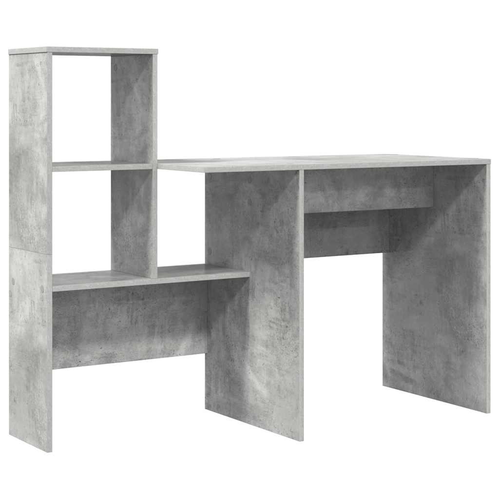 vidaXL Biurko z szufladą z półką Betonowy szary 131,5 x 50 x 106,5 cm