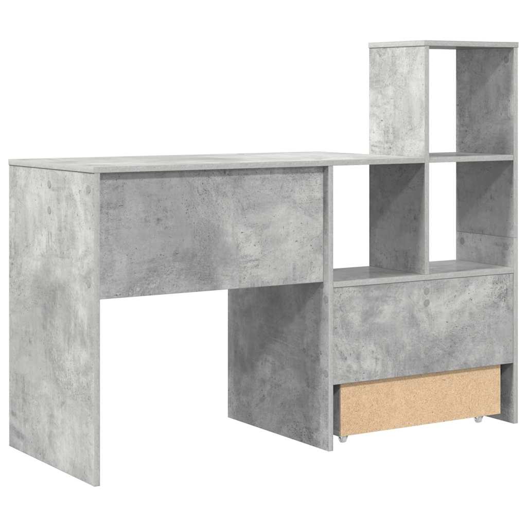 vidaXL Biurko z szufladą z półką Betonowy szary 131,5 x 50 x 106,5 cm