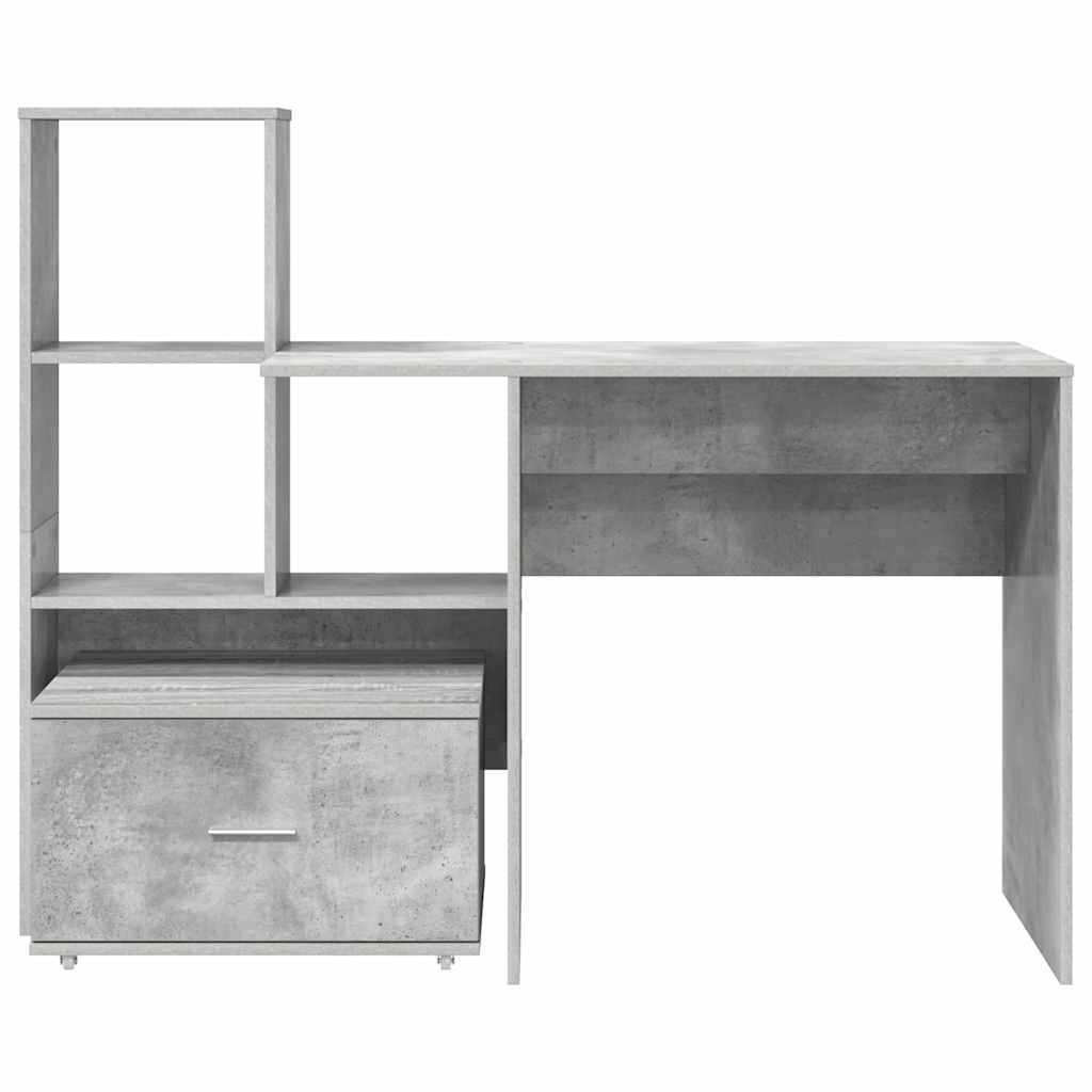 vidaXL Biurko z szufladą z półką Betonowy szary 131,5 x 50 x 106,5 cm