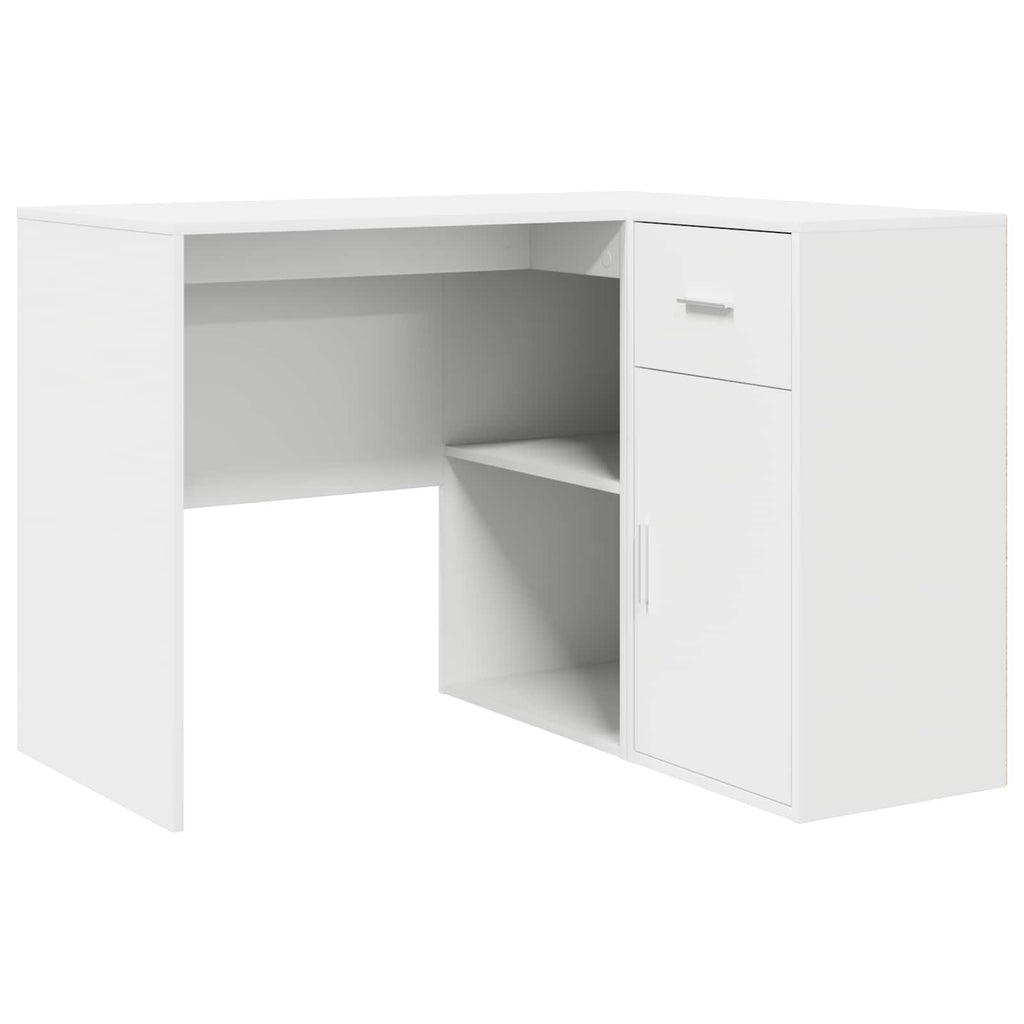 vidaXL Biurko narożne z szufladą Biały 102 x 88 x 75 cm
