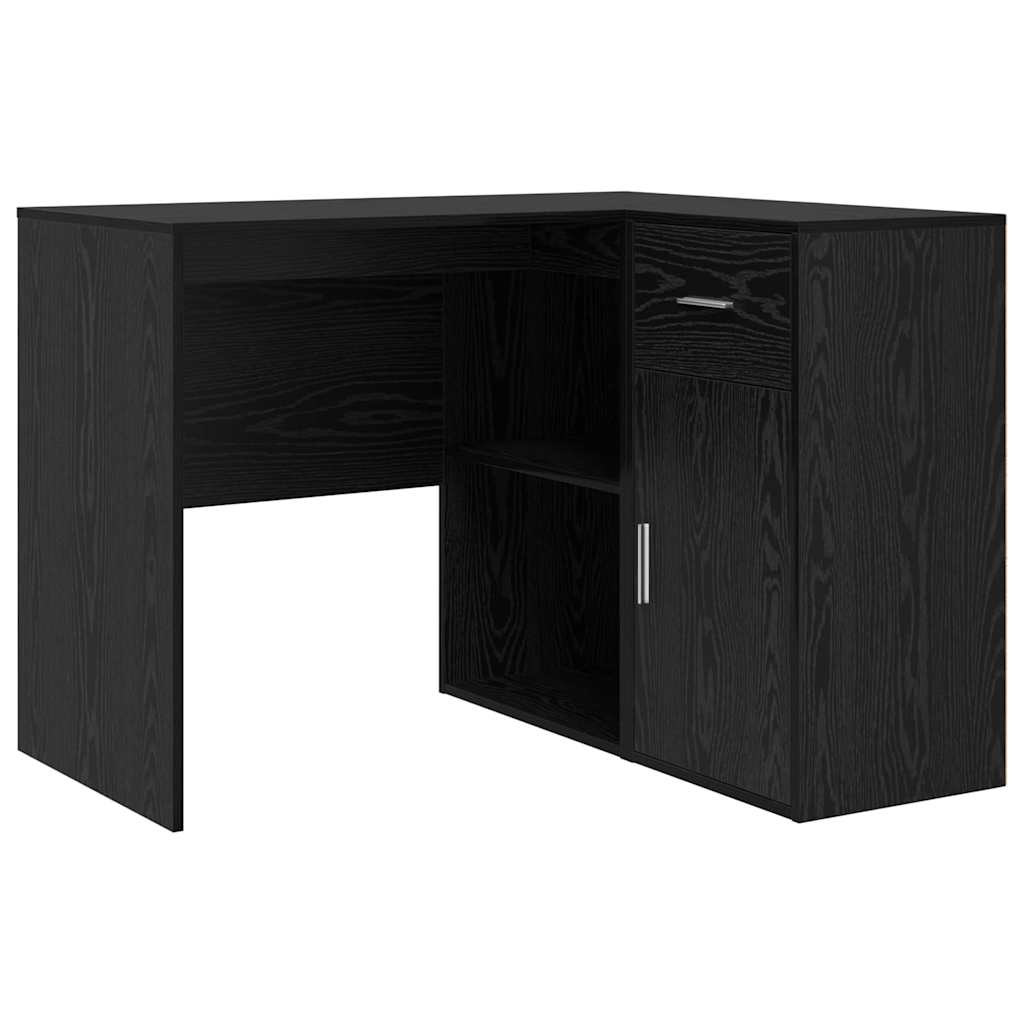 vidaXL Biurko narożne z szufladą Czarny Dąb 102 x 88 x 75 cm