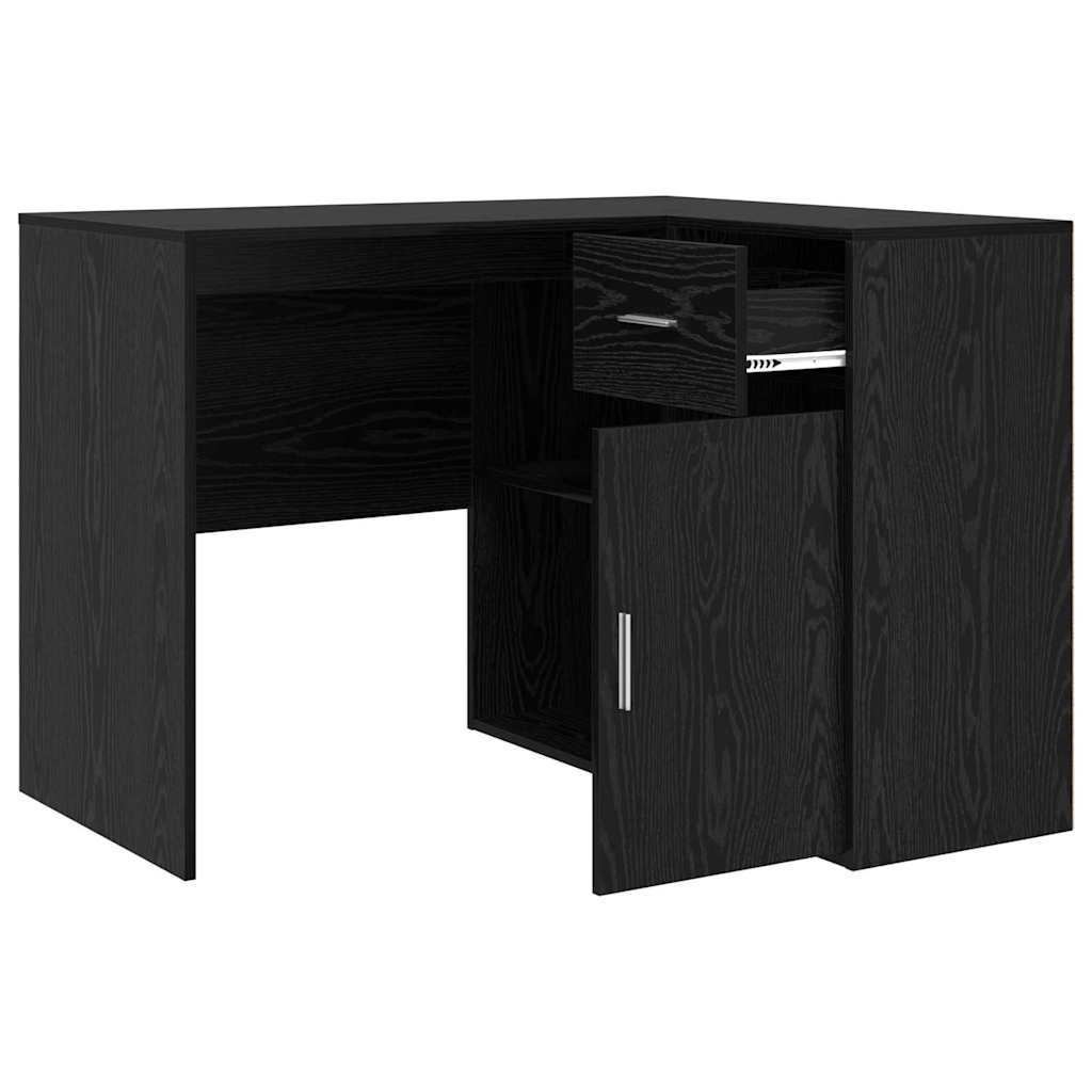 vidaXL Biurko narożne z szufladą Czarny Dąb 102 x 88 x 75 cm