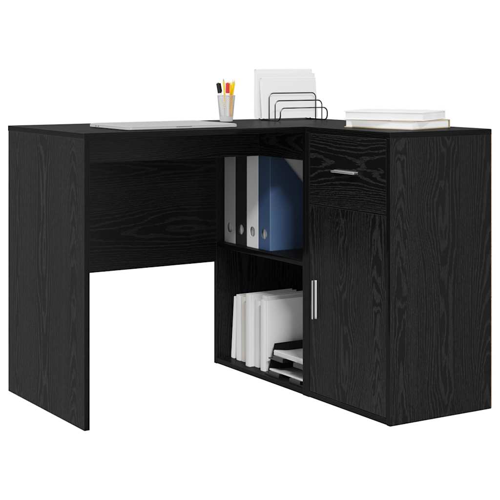 vidaXL Biurko narożne z szufladą Czarny Dąb 102 x 88 x 75 cm