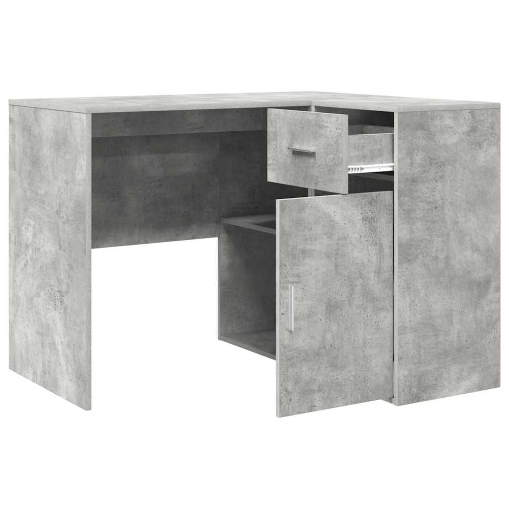 vidaXL Biurko narożne z szufladą Betonowy szary 102 x 88 x 75 cm