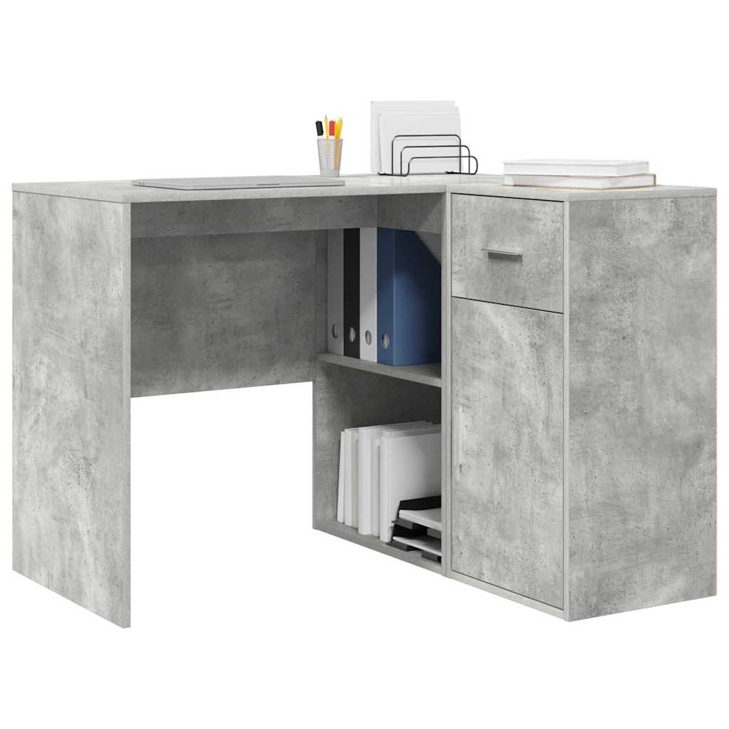 vidaXL Biurko narożne z szufladą Betonowy szary 102 x 88 x 75 cm